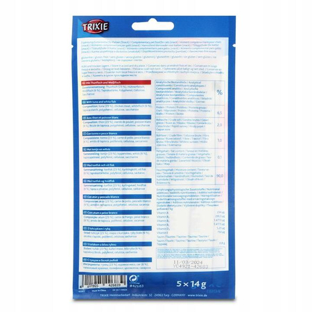 Trixie Creamy snack tuńczyk i białoryb, kot 5x14g