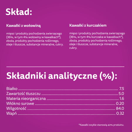 WHISKAS Junior saszetka 4 x 85 g Klasyczne Posiłki - mokra karma pełnoporcjowa dla kociąt, w sosie (z kawałkami: z wołowiną, z kurczakiem)