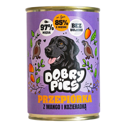 Dobry Pies karma przepiórka, mango,kozieradka 400g
