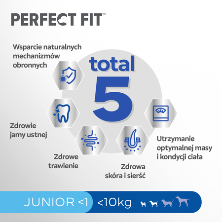 Perfect Fit™ Junior <1 6 kg – sucha karma pełnoporcjowa dla szczeniąt małych ras, bogata w kurczaka