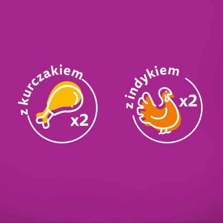 WHISKAS Adult saszetka 4 x 85 g Drobiowa Uczta - mokra karma pełnoporcjowa dla dorosłych kotów, w sosie (kawałki z: kurczakiem, indykiem)