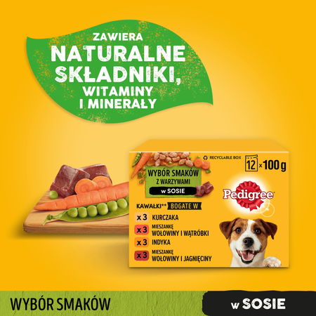 PEDIGREE Adult saszetka 24x100 g - Wybór Smaków z Warzywami w Sosie - mokra karma pełnoporcjowa dla dorosłych psów