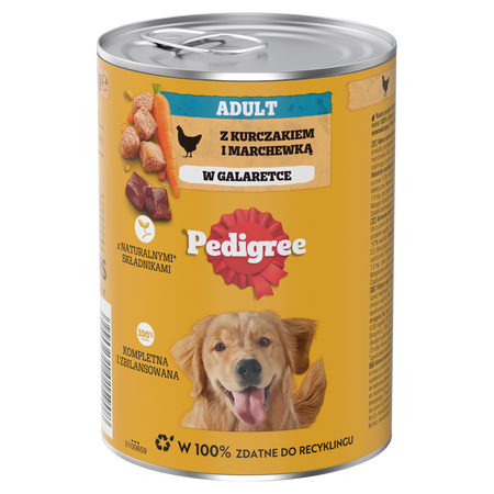 PEDIGREE Adult puszka 400g - mokra karma dla dorosłych psów, z kurczakiem i marchewką w galaretce
