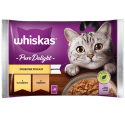 WHISKAS Adult saszetka 4 x 85 g Drobiowe Frykasy - mokra karma pełnoporcjowa dla dorosłych kotów, w galaretce (kawałki z: kurczakiem, indykiem)