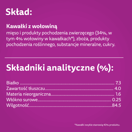 WHISKAS Adult saszetka 28x85g - mokra karma pełnoporcjowa dla dorosłych kotów, kawałki z wołowiną w sosie