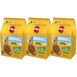 Pedigree Junior z drobiem i warzywami 3x 2,6 kg