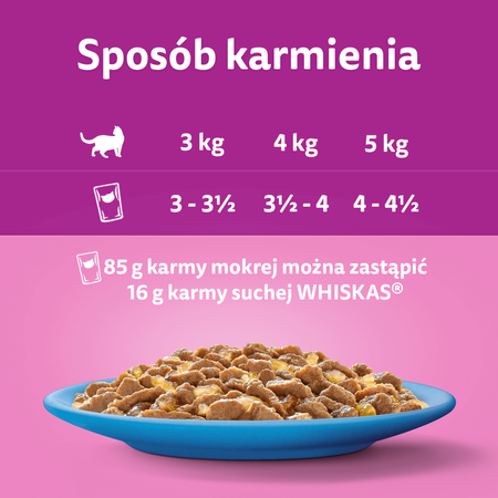 WHISKAS Adult saszetka 40 x 85 g Rybne Przysmaki - mokra karma pełnoporcjowa dla dorosłych kotów, w galaretce (kawałki z: łososiem, tuńczykiem, dorszem, białą rybą)