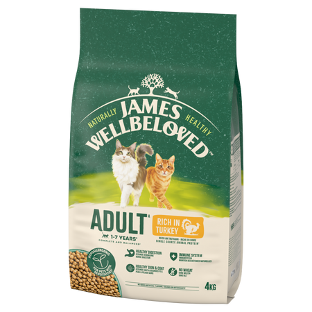 James Wellbeloved Adult 4 kg – sucha karma pełnoporcjowa dla dorosłych kotów 1-7 lat, bogata w indyka