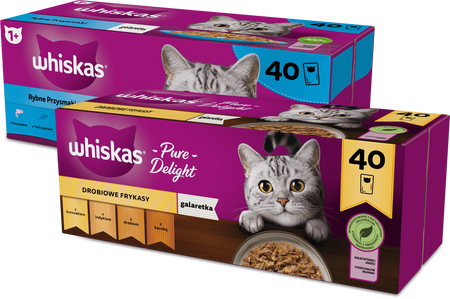 WHISKAS Adult saszetka 2x40x85g Mix Smaków 4 - mokra karma pełnoporcjowa dla dorosłych kotów