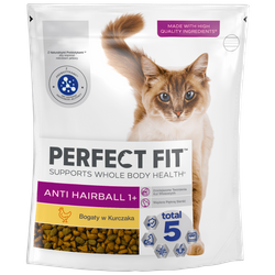 Perfect Fit™ Antihairball 1+, 750 g – sucha karma pełnoporcjowa dla dorosłych kotów, bogata w kurczaka
