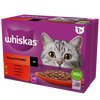 WHISKAS Adult saszetka 12 x 85 g Klasyczne Posiłki - mokra karma pełnoporcjowa dla dorosłych kotów, w sosie (kawałki z: wołowiną, kurczakiem, jagnięciną, drobiem)
