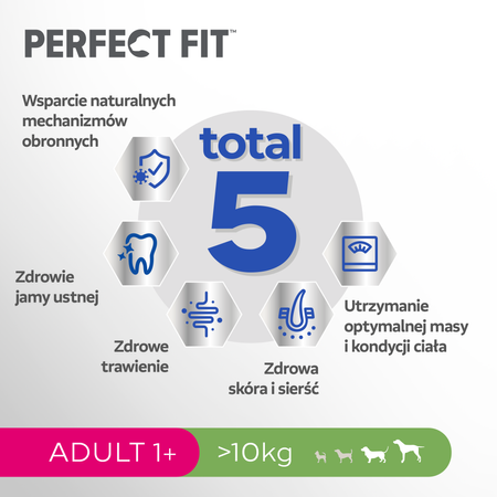 Perfect Fit Adult dla dorosłych psów dużych ras, bogata w kurczaka 3x 2,6 kg