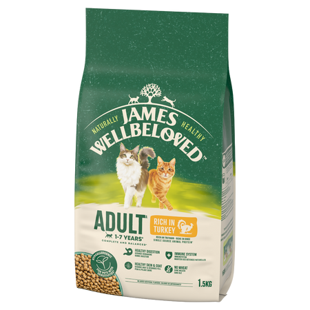 James Wellbeloved Adult 1,5 kg – sucha karma pełnoporcjowa dla dorosłych kotów 1-7 lat, bogata w indyka