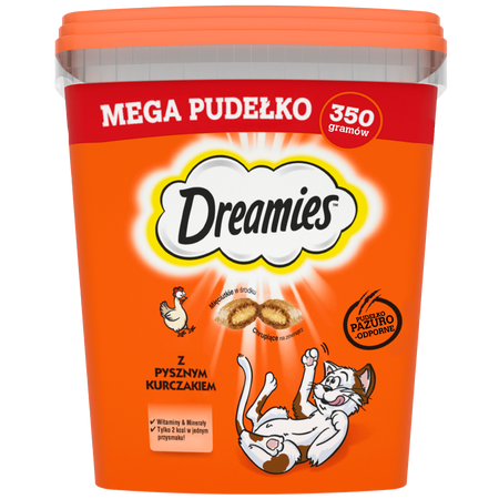 DREAMIES™ Mega Pudełko 350 g – karma uzupełniająca dla dorosłych kotów, z pysznym kurczakiem