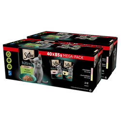 SHEBA Kitten Wybór Smaków saszetki 2x40x85 g – mokra karma pełnoporcjowa dla kociąt, w sosie (kawałki z: łososiem, kurczakiem)