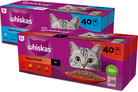 WHISKAS Adult saszetka 2x40x85g Mix Smaków 2 - mokra karma pełnoporcjowa dla dorosłych kotów