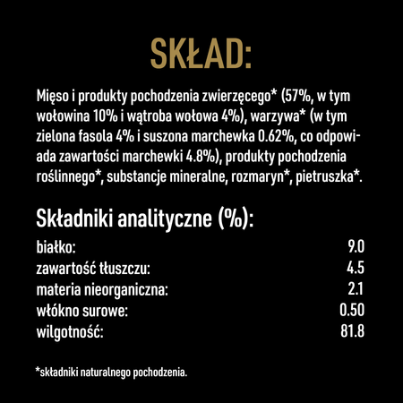 CESAR puszka 400g - mokra karma pełnoporcjowa dla dorosłych psów bogata w wołowinę, przybrana marchewką, fasolką i ziołami