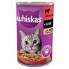 WHISKAS Adult puszka 24x400g - mokra karma dla kotów z wołowiną w sosie