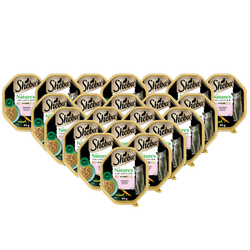 SHEBA Nature’s Collection tacka 22x85 g – mokra karma pełnoporcjowa dla dorosłych kotów, kawałki z łososiem przybranym groszkiem, w sosie