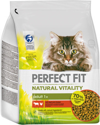 Perfect Fit™ Natural Vitality  – sucha karma pełnoporcjowa dla dorosłych kotów, z wołowiną i kurczakiem – 2,4kg