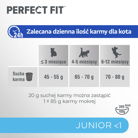 Perfect Fit™ Junior <1 7 kg – sucha karma pełnoporcjowa dla kociąt, bogata w kurczaka
