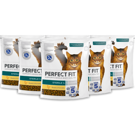 Perfect Fit™ Sterile (1+) 6x750g – sucha karma pełnoporcjowa dla dorosłych kotów, bogata w kurczaka