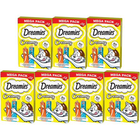 Dreamies Creamy Mega Pack z kurczakiem i z łososiem 7x 12x 10g