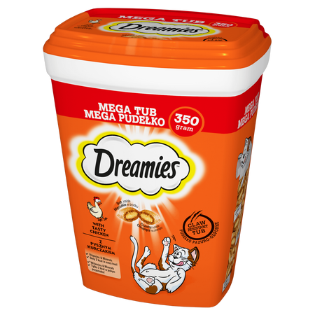DREAMIES™ Mega Pudełko 350 g – karma uzupełniająca dla dorosłych kotów, z pysznym kurczakiem