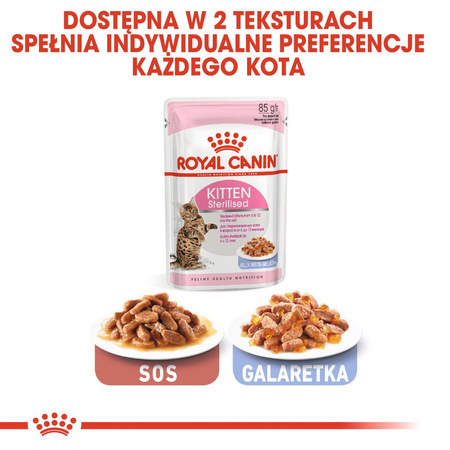 ROYAL CANIN Kitten Sterilised w galaretce karma mokra w galaretce dla kociąt do 12 miesiąca życia, sterylizowanych
