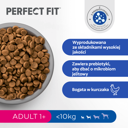 Perfect Fit™ Adult (1+) 3x825 g – sucha karma pełnoporcjowa dla dorosłych psów małych ras, bogata w kurczaka