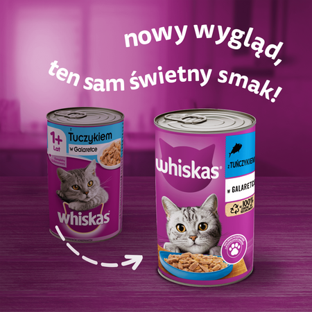 WHISKAS Adult puszka 24x400g - mokra karma pełnoporcjowa dla dorosłych kotów, kawałki z tuńczykiem w galaretce