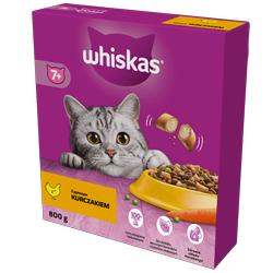 WHISKAS Senior 800 g - sucha karma pełnoporcjowa dla starszych kotów, z pysznym kurczakiem
