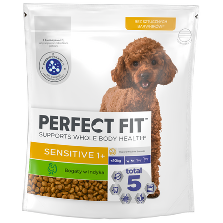 Perfect Fit Sensitive 1+ małe rasy bogata w indyka 3x 825g